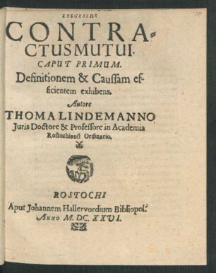 Caput Primum. Definitionem & Caussam efficentem exhibens.