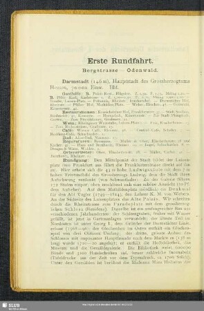 Erste Rundfahrt. Bergstrasse-Odenwald