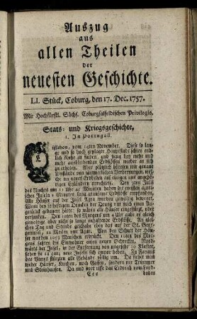 LI. Stück, Coburg, den 17. Dec. 1757.