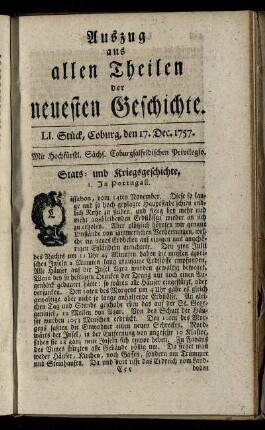LI. Stück, Coburg, den 17. Dec. 1757.