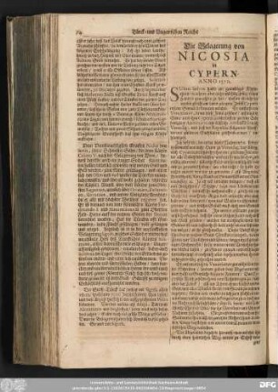 Die Belagerung von Nicosia in Cypern. Anno 1570.