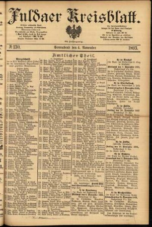 Erste Ausgabe vom Samstag, den 04. November 1893.