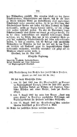 Verleihung der Rechte der juristischen Personen : [III. Elementarschulwesen]