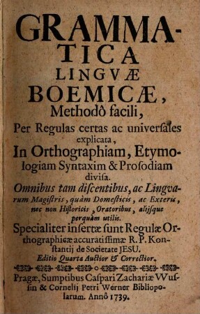 Grammatica linguae boemicae