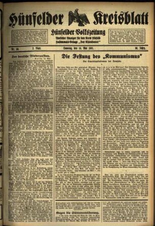 Zweite Ausgabe vom Samstag, den 16. Mai 1931.