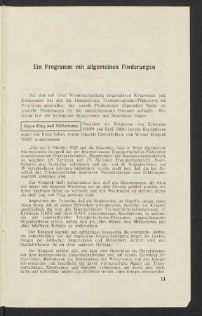 Ein Programm mit allgemeinen Forderungen
