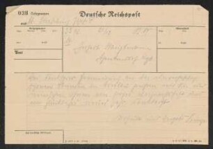 Brief von Ingolf Kuntze und Ursula Kuntze an Gerhart Hauptmann