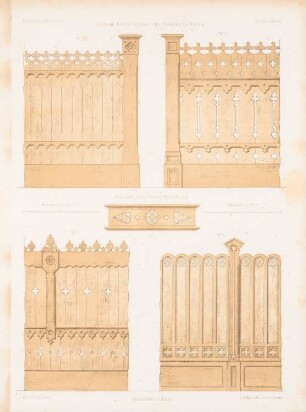 Hölzerne Einfriedungen und Planken, München: Ansichten, Details (aus: Architektonisches Skizzenbuch, H. 11, 1853)