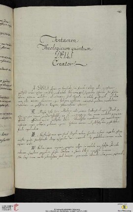 Material- und Thesensammlung: Tentamen Theologicum quintum DEUS Creator