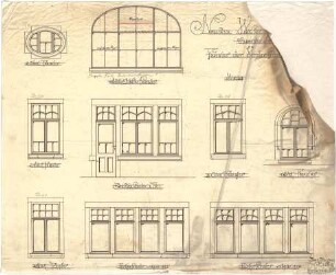 Billing, Hermann; Karlsruhe, Amalienstr. 67; Haus Walter - Vorderfassade, Fenster (Ansichten)
