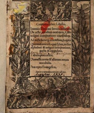 Contenta in hoc Libello Ioannis Piniciani breuis Institutio De octo partibus orationis : Cum uulgari interp[re]tatione uocabulo[rum]