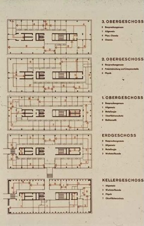 Hüttenwerke (HOAG) Oberhausen: Grundrisse Kellergeschoss - 3. Obergeschoss