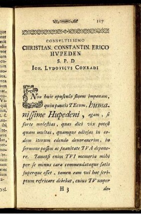 Consultissimo Christian Constantin Erico Hupeden.