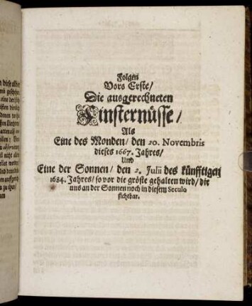 Folgen Vors Erste, die ausgerechneten Finsternüsse [...]