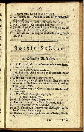 Zweyte Section. - Vierte Section.