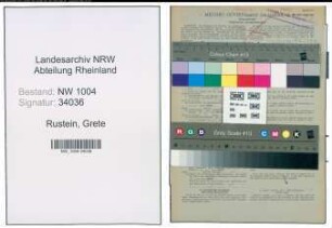 Entnazifizierung Grete Rustein , geb. 09.03.1895 ()
