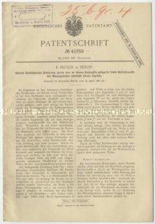 Patentschrift eines Antriebes feststehender Drehkrane durch eine im oberen Endzapfen gelagerte hohle Betriebsw elle mit Wendegetriebe oberhalb dieses Zapfens, Patent-Nr. 42356