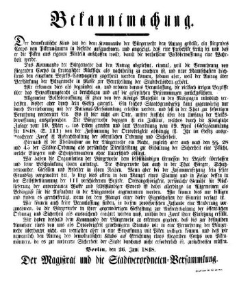 Bekanntmachung. Der demokratische Klub hat bei dem Kommando [...]