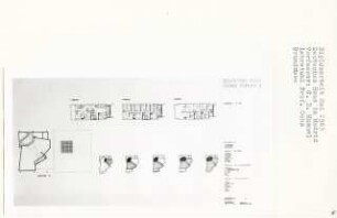 Deutsches Haus (Diplomarbeit bei Karl Wilhelm Ochs), Madrid: Grundrisse 2 . - 4. Obergeschoss und Beleuchtungsebenen Saal 1:200