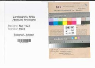 Entnazifizierung Johann Steinhoff , geb. 17.10.1889 (Polizeiobermeister)