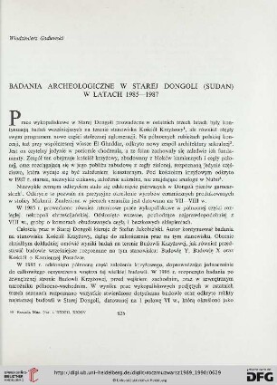 33/34: Badania archeologiczne w Starej Dongoli (Sudan) w latach 1985-1987