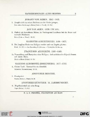 Handzeichnungen Alter Meister (Nr. 1-376)