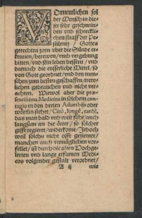Vornemlichen sol der Mensch in dieser sehr geschwinden und schrecklichen straff der Pestilentz ...