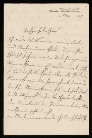 Brief von Ludwig Boltzmann an Karl Schwarzschild, München, 10.11.1893