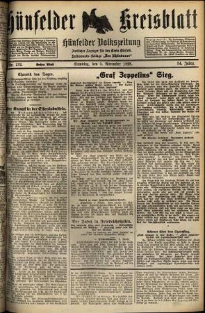 Erste Ausgabe vom Samstag, den 03. November 1928.