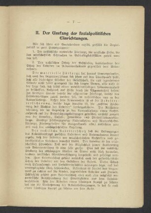 II. Der Umfang der sozialpolitischen EInrichtungen
