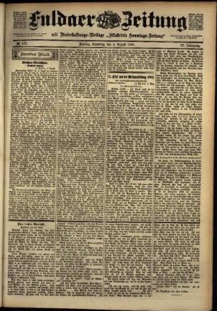 Zweite Ausgabe vom Samstag, den 04. August 1900.