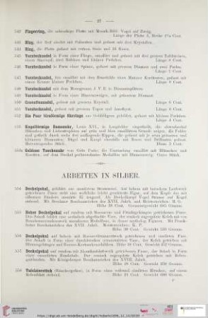 Arbeiten in Silber (Nr. 554 - 680)