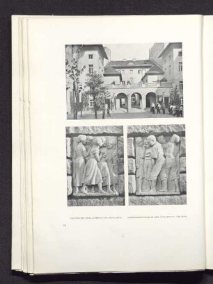 Friedrichs-Realgymnasium, Schulhof. Gemeindeschule in der Wiclefstr., Reliefs