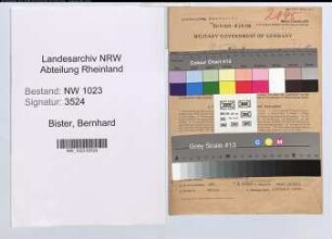 Entnazifizierung Bernhard Bister , geb. 23.02.1902 (Verwaltungsangestellter)