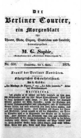 No. 660., Donnerstag, den 9. April 1829