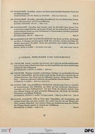 c) Uhren, Petschafte und Siegelringe (Nr. 421-446)