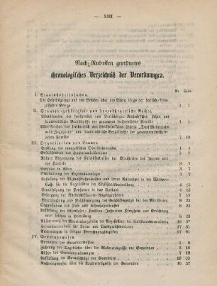 Nach Rubriken geordnetes chronologisches Verzeichniß der Verordnungen