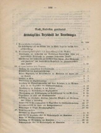 Nach Rubriken geordnetes chronologisches Verzeichniß der Verordnungen