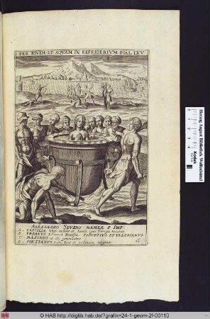 Martyrium der Hl.Cäcilia im Vordergrund, des Hl.Maximus links, mittig das Martyrium des Hl.Urbanus I., Hl.Tiburtius und Hl.Valerianus, rechts die Verbannung des Hl.Pontianus nach Sardinien.