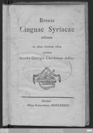 Breuis Linguae Syriacae institutio : in usum tironum edita