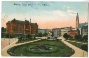 Stettin. Neues Rathaus u. Grüne Schanze
