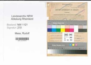 Entnazifizierung Rudolf Mess , geb. 25.07.1912 (Kaufmaennischer Angestellter)