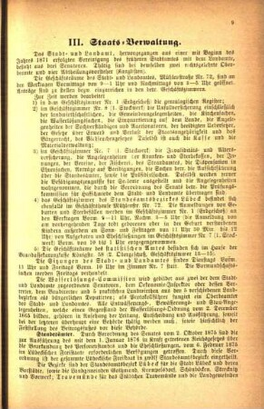 III. Staats-Verwaltung.