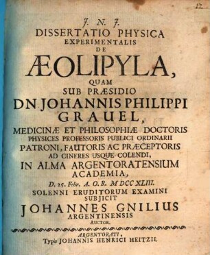 Diss. phys. experiment. de aeolipyla