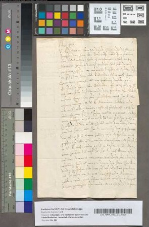 Brieven van Graaf Ernst Casimir van Nassau en W(alraven) van Brederode aan Jan van Oldenbarnevelt over Walraven's huwelijk met het Frouwlink van Falckenstein, waaronder een met ingesloten brieven van Floris, Grave van Culemborg, en van Graven van Falckenstein, en minuten van antwoorden van Van Oldenbarnevelt, 1615 en 1616. In het Duitsch, Nederlandsch en Fransch. 12 stukken.