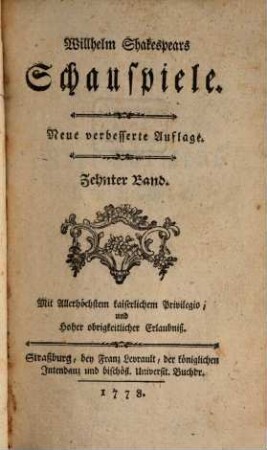 Willhelm Shakespears Schauspiele, 10