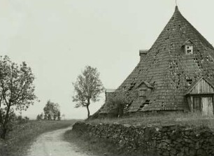 Zschorlau, Erzgebirgskreis, Göpel des Türk-Schacht von Nordwesten