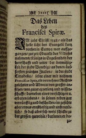 Das Leben des Francisci Spiræ.