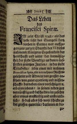 Das Leben des Francisci Spiræ.