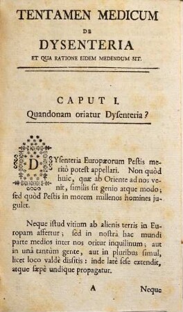 Tentamen medicum de dysenteria et qua ratione eidem medendum sit